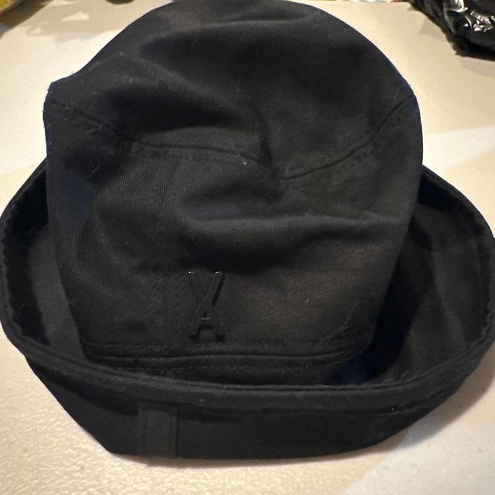 Varzar Black Cotton Drop Bucket Hat Streetwear Logo Cap Made in Korea